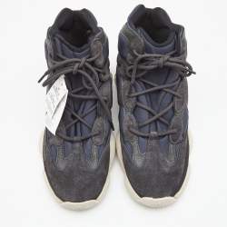 Pre Owned Yeezy x adidas Dark Blue Suede and Fabric Yeezy 500 High Top Sneakers Size 48