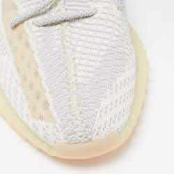 Pre Owned Yeezy x Adidas White/Cream Knit Fabric Boost 350 V2 Lundmark Non Reflective Sneakers Size 48