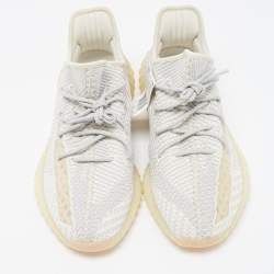 Pre Owned Yeezy x Adidas White/Cream Knit Fabric Boost 350 V2 Lundmark Non Reflective Sneakers Size 48