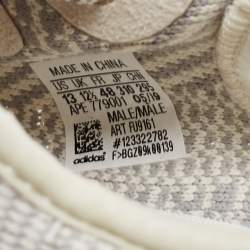 Pre Owned Yeezy x Adidas White/Cream Knit Fabric Boost 350 V2 Lundmark Non Reflective Sneakers Size 48