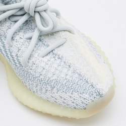 Yeezy x Adidas White/Green Knit Fabric Boost 350 V2 Cloud White Non Reflective Sneakers Size 39 1/3