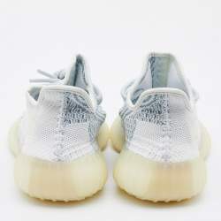 Yeezy x Adidas White/Green Knit Fabric Boost 350 V2 Cloud White Non Reflective Sneakers Size 39 1/3