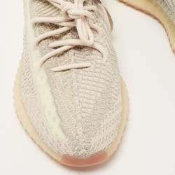 Pre Owned Yeezy x Adidas Beige/Grey Knit Fabric Boost 350 V2 Citrin Sneakers Size 44 2/3