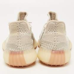 Pre Owned Yeezy x Adidas Beige/Grey Knit Fabric Boost 350 V2 Citrin Sneakers Size 44 2/3