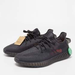 Pre Owned Yeezy x Adidas Black Mesh Boost 350 V2 Mono Cinder Sneakers Size 46 2/3