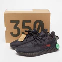 Pre Owned Yeezy x Adidas Black Mesh Boost 350 V2 Mono Cinder Sneakers Size 46 2/3