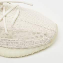 Pre Owned Yeezy x Adidas Off White Knit Fabric Boost 350 V2 Bone Sneakers Size 46