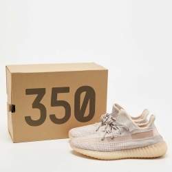 Pre Owned Yeezy x Adidas Pink Knit Fabric Boost 350 V2 Synth Non Reflective Sneakers Size 44