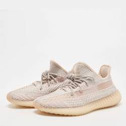 Pre Owned Yeezy x Adidas Pink Knit Fabric Boost 350 V2 Synth Non Reflective Sneakers Size 44