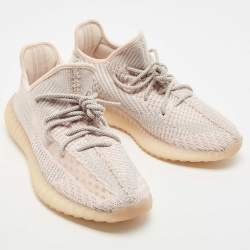 Pre Owned Yeezy x Adidas Pink Knit Fabric Boost 350 V2 Synth Non Reflective Sneakers Size 44