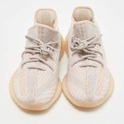 Pre Owned Yeezy x Adidas Pink Knit Fabric Boost 350 V2 Synth Non Reflective Sneakers Size 44