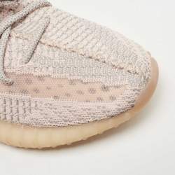 Pre Owned Yeezy x Adidas Pink Knit Fabric Boost 350 V2 Synth Non Reflective Sneakers Size 44