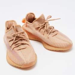 مملوكة مسبقًا Yeezy x Adidas Beige Knit Fabric Boost 350 V2 Clay Sneakers Size 40