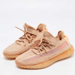مملوكة مسبقًا Yeezy x Adidas Beige Knit Fabric Boost 350 V2 Clay Sneakers Size 40
