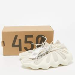 Pre Owned Yeezy x Adidas Cream Knit Fabric 450 Cloud White Sneakers Size 38