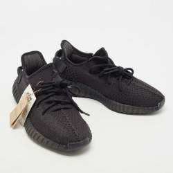 Pre Owned Yeezy x adiddas Black Fabric Boost 350 v2 Black Sneakers Size 41 1/3