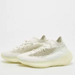 Pre Owned Yeezy x Adidas White/Blue Cotton Knit Boost-380-Calcite-Glow Sneakers Size 41 1/3
