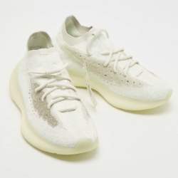 Pre Owned Yeezy x Adidas White/Blue Cotton Knit Boost-380-Calcite-Glow Sneakers Size 41 1/3