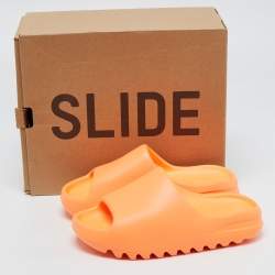 Pre Owned Yeezy x Adidas Orange Rubber Enflame Slides Size 37