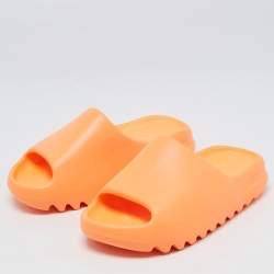 Pre Owned Yeezy x Adidas Orange Rubber Enflame Slides Size 37