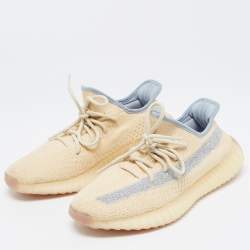 Yeezy x Adidas Beige Knit Fabric Boost-350-V2-linen Sneakers Size 42 2/3