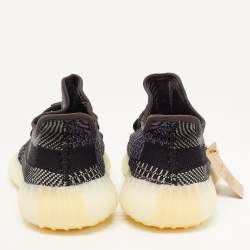 Pre Owned Yeezy x Adidas Black/Grey Knit Fabric Boost 350 V2 Carbon Sneakers Size 40 2/3