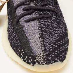 Pre Owned Yeezy x Adidas Black/Grey Knit Fabric Boost 350 V2 Carbon Sneakers Size 40 2/3