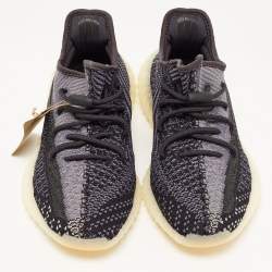 Pre Owned Yeezy x Adidas Black/Grey Knit Fabric Boost 350 V2 Carbon Sneakers Size 40 2/3