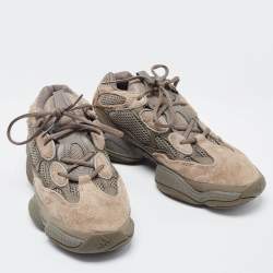 Pre Owned Yeezy x Adidas Tricolor Mesh and Suede Yeezy 500 Clay Brown Sneakers Size 44