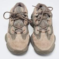 Pre Owned Yeezy x Adidas Tricolor Mesh and Suede Yeezy 500 Clay Brown Sneakers Size 44