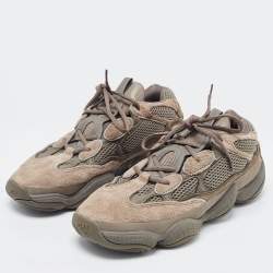 Pre Owned Yeezy x Adidas Tricolor Mesh and Suede Yeezy 500 Clay Brown Sneakers Size 44