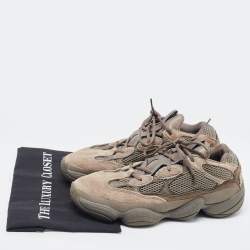 Pre Owned Yeezy x Adidas Tricolor Mesh and Suede Yeezy 500 Clay Brown Sneakers Size 44