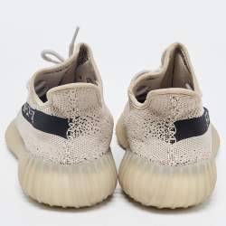 Pre Owned Yeezy x Adidas Grey/Black Knit Fabric Boot 350 V2 Core Black-State Sneakers Size 45 1/3