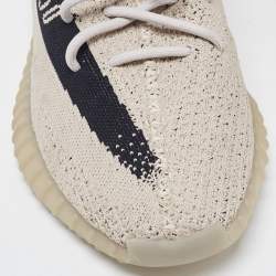 Pre Owned Yeezy x Adidas Grey/Black Knit Fabric Boot 350 V2 Core Black-State Sneakers Size 45 1/3