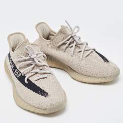 Pre Owned Yeezy x Adidas Grey/Black Knit Fabric Boot 350 V2 Core Black-State Sneakers Size 45 1/3