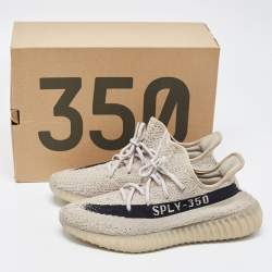 Pre Owned Yeezy x Adidas Grey/Black Knit Fabric Boot 350 V2 Core Black-State Sneakers Size 45 1/3