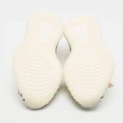 Pre Owned Yeezy x Adidas White/Black Knit Fabric Boost 350 V2 Sneakers Size 411/3