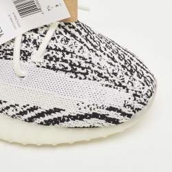 Pre Owned Yeezy x Adidas White/Black Knit Fabric Boost 350 V2 Sneakers Size 411/3