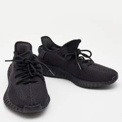 Yeezy x Adidas Black Knit Fabric Boost 350 V2 Onyx Sneakers Size 42 2/3