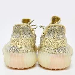 Pre Owned Yeezy x Adidas Yellow/Grey Knit Fabric Boost 350 V2 Antlia Non-Reflective Sneakers Size 45 1/3