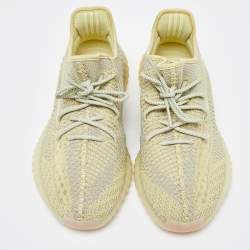 Pre Owned Yeezy x Adidas Yellow/Grey Knit Fabric Boost 350 V2 Antlia Non-Reflective Sneakers Size 45 1/3