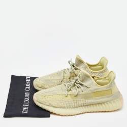 Pre Owned Yeezy x Adidas Yellow/Grey Knit Fabric Boost 350 V2 Antlia Non-Reflective Sneakers Size 45 1/3