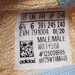 Pre Owned Yeezy x Adidas Yellow/Grey Knit Fabric Boost 350 V2 Sneakers Size 39 1/3