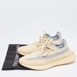 Pre Owned Yeezy x Adidas Yellow/Grey Knit Fabric Boost 350 V2 Sneakers Size 39 1/3