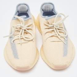 Pre Owned Yeezy x Adidas Yellow/Grey Knit Fabric Boost 350 V2 Sneakers Size 39 1/3