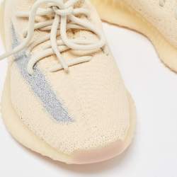 Pre Owned Yeezy x Adidas Yellow/Grey Knit Fabric Boost 350 V2 Sneakers Size 39 1/3