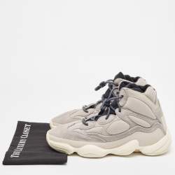 Pre Owned Yeezy x Adidas Grey Nubuck and Fabric Boots 500 Mist Stone High Sneakers Size 45.5