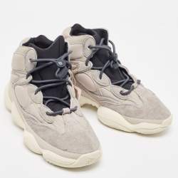Pre Owned Yeezy x Adidas Grey Nubuck and Fabric Boots 500 Mist Stone High Sneakers Size 45.5