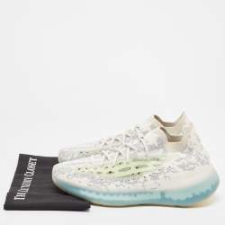 Pre Owned Yeezy x Adidas Grey/White Knit Fabric Boost 380 Alien Blue Sneakers Size 45.5