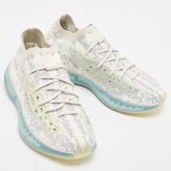 Pre Owned Yeezy x Adidas Grey/White Knit Fabric Boost 380 Alien Blue Sneakers Size 45.5